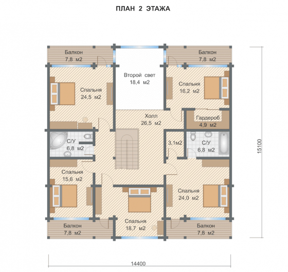 Базовые планировки Дом из клееного бруса Турин 2