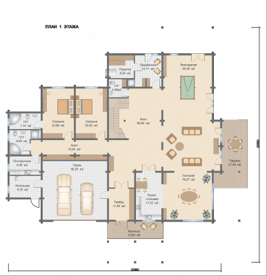 Базовые планировки Дом из клееного бруса Феникс 1