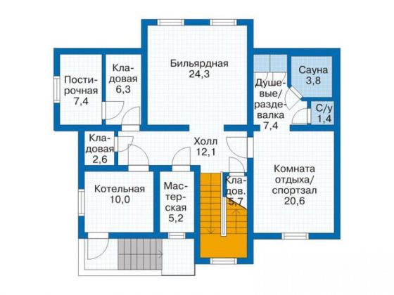 Базовые планировки Дом из клееного бруса Стэмфорд 1