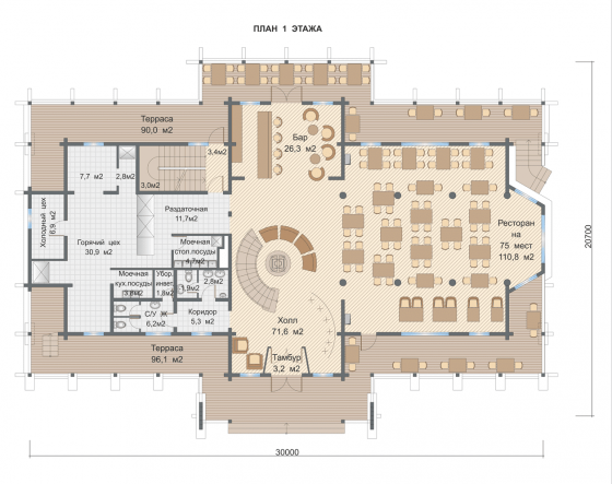 Базовые планировки Дом из клееного бруса Ресторанный комплекс на Алтае 1