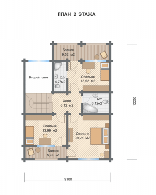 Базовые планировки Дом из клееного бруса Дентон 2