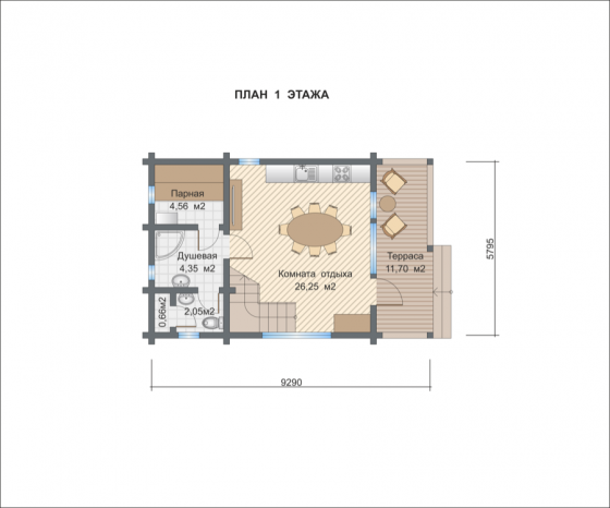 Базовые планировки Баня из клееного бруса Раума-2 1